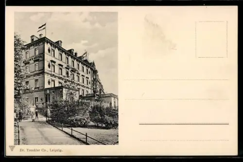 AK Leipzig, Müllers Hotel, Bes. Adolph Steyer, Matthäikirchhof 12/13, Aussenansicht