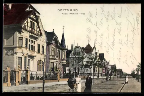 AK Dortmund, Partie in der Kaiser Wilhelm-Strasse mit Villen