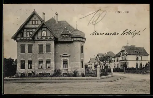 AK Einbeck, Strassenpartie mit Villa und Vorgarten