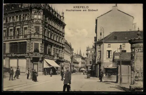 AK Krefeld, Partie in der Hochstrasse am Südwall