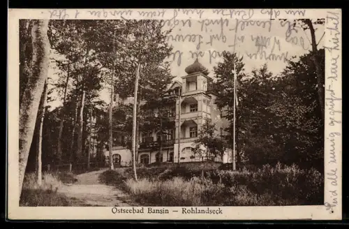 AK Bansin, Hotel Villa Rohlandseck mit Gartenanlage