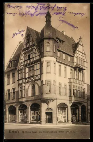 AK Einbeck, Buch- und Kunsthandlung von H. Ehers in der Bahnhofstrasse 2