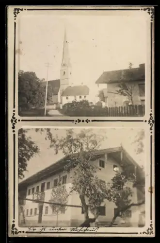 Foto-AK Siboling /Kienberg, Ortspartie mit Kirche und Gasthof