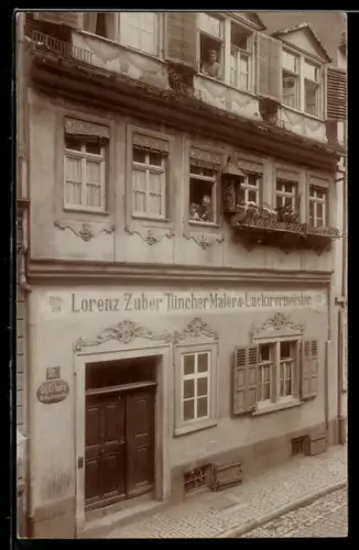 Foto-AK Nürnberg, Geschäft und Wohnhaus vom Maler- und Lackierermiester Lorenz Zuber