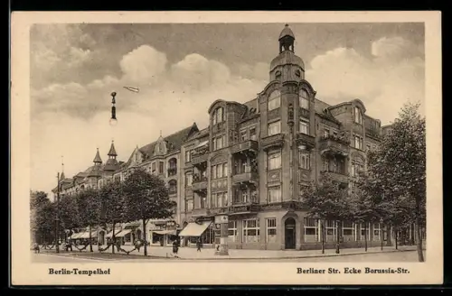 AK Berlin-Tempelhof, Gebäude an der Berliner Strasse Ecke Borussia-Strasse