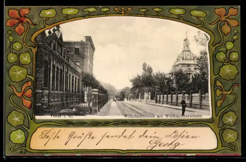 AK Forst i. L., Wilhelmsstrasse mit Werkmeisterschule