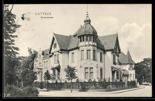 AK Cottbus, Strassenecke in der Spreestrasse