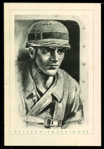 Künstler-AK Fallschirmspringer in Uniform