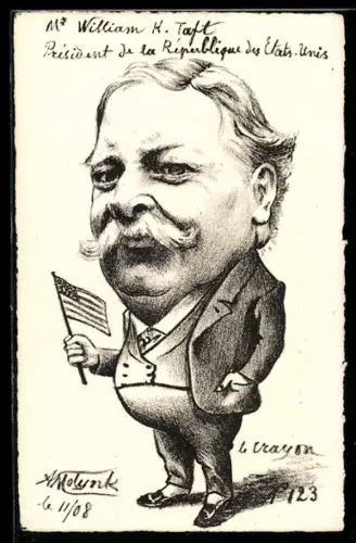Künstler-AK sign. A. Molynk: William H. Taft, Präsident der USA