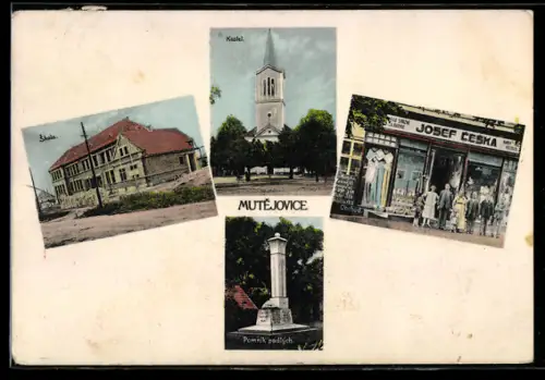 AK Mutejovice, Josef Ceska, Skola, Pomnik padlych