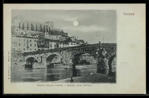 AK Verona, Ponte della Pietra, Castel San Pietro