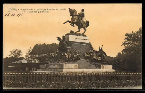 AK Torino, Monumento al Principe Amedeo di Savoia, Scultore Calandra