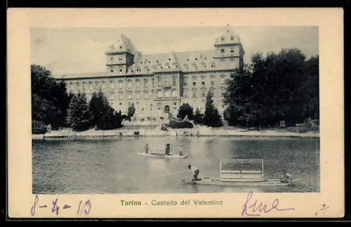 AK Torino, Castello del Valentino con barche sul fiume