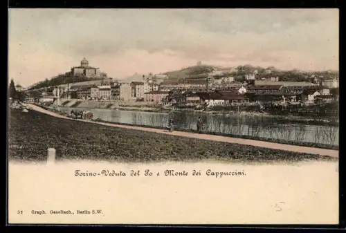 AK Torino, Veduta del Po e Monte dei Cappuccini