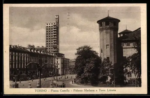AK Torino, Piazza Castello, Palazzo Madama e Torre Littoria