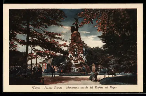 AK Torino, Piazza Statuto, Monumento-ricordo del Traforo del Frejus