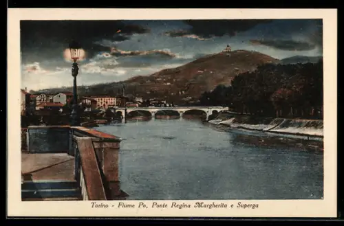 AK Torino, Fiume Po, Ponte Regina Margherita e Superga