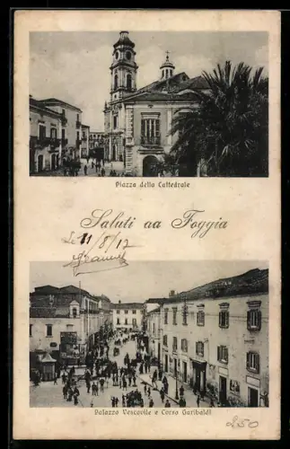 AK Foggia, Piazza della Cattedrale e Palazzo Vescovile con Corso Garibaldi