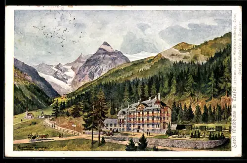 AK Trafoi /Tirol, Hotel Waldhaus mit Bergen
