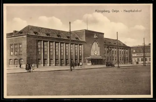 AK Königsberg, Hauptbahnhof, Vorderansicht