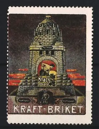 Reklamemarke Leipzig, Kraft-Briket, Völkerschlachtdenkmal