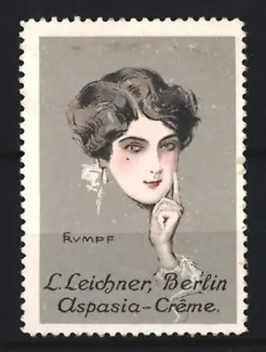 Künstler-Reklamemarke Berlin, Aspasia-Crème, Damenportrait von F. Rumpf