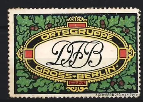 Reklamemarke Berlin, Ortsgruppe Deutsch Freisinnigen-Bund, Jugendstil-Ornament mit Eichenlaub