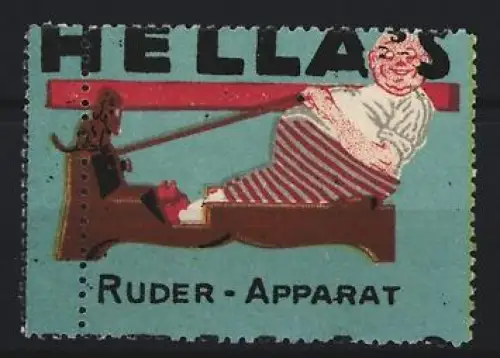 Reklamemarke Hellas, Ruder-Apparat, Rudergerät mit Mann