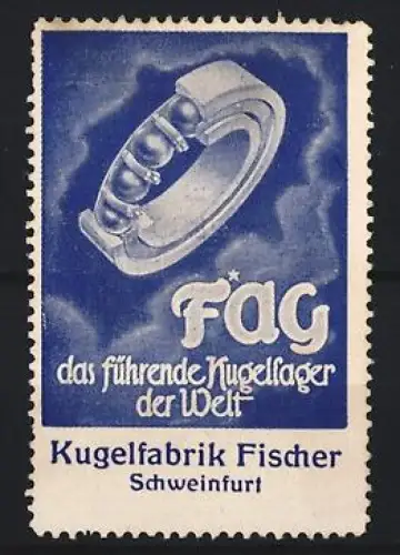 Reklamemarke Schweinfurt, Kugelfabrik Fischer, Kugellager-Ring