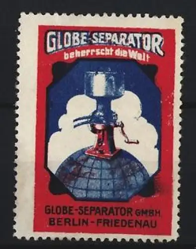 Reklamemarke Berlin-Friedenau, Globe-Separator GmbH, Separator auf Globus