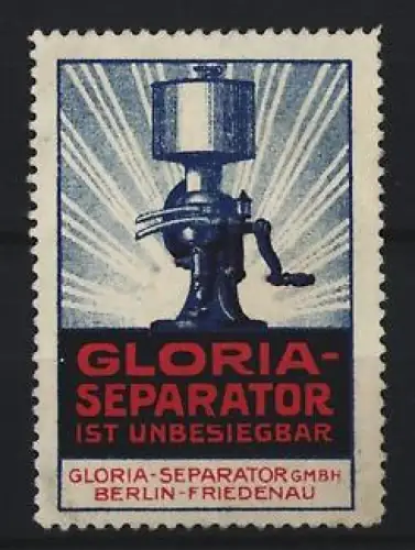 Reklamemarke Berlin, Gloria-Separator GmbH, Separator-Maschine