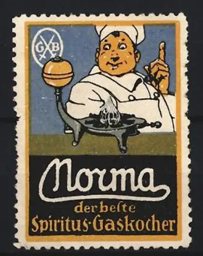 Reklamemarke Norma, Spiritus-Gaskocher mit Koch