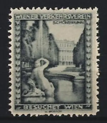 Reklamemarke Wien, Besuchet Wien, Schloss Schönbrunn mit Skulptur