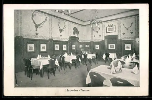 AK Wien, Franz Dörners Restaurant St. Hubertus, Mariahilferstrasse 49, Hubertus-Zimmer