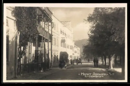 AK Markt Aschach, Ritzbergerstrasse mit Geschäften