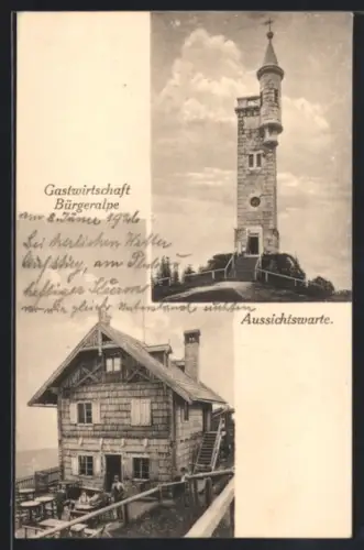 AK Bürgeralpe, Gastwirtschaft, Aussichtswarte