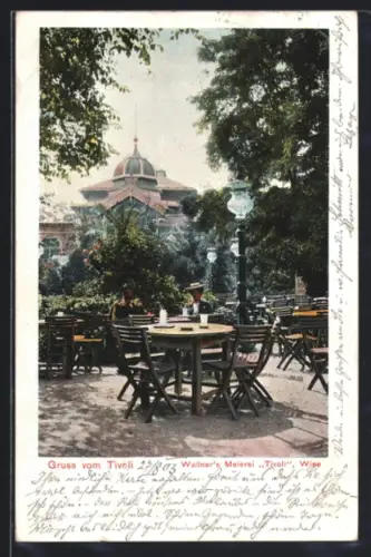 AK Wien, Wallners Meierei Tivoli, Gasthaus, Gartenpartie