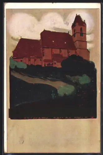 Künstler-AK Eisenstadt, St. Michaelskirche