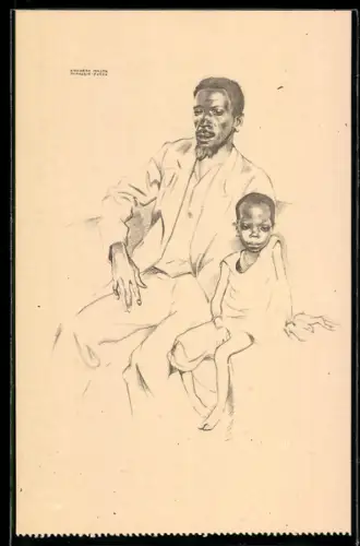 Künstler-AK sign. Eduardo Malta: Bié, Angola, Calungeia e sua filha Sagala, Exposicao histórica da ocupacao