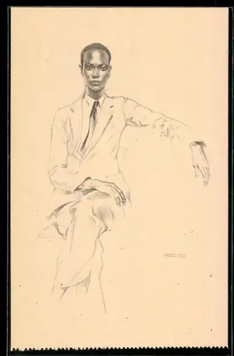 Künstler-AK sign. Eduardo Malta: Guiné, Abdulai Sissé, Exposicao histórica da ocupacao