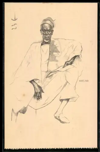 Künstler-AK sign. Eduardo Malta: Guiné, Mamadú Sissé, Régulo, Exposicao histórica da ocupacao