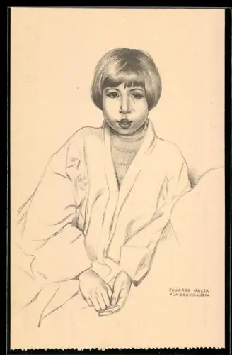 Künstler-AK sign. Eduardo Malta: Timor, Eugénia, mestica, Exposicao histórica da ocupacao