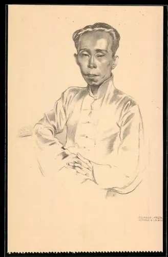 Künstler-AK sign. Eduardo Malta: Macau, Lu-fu, Exposicao histórica da ocupacao