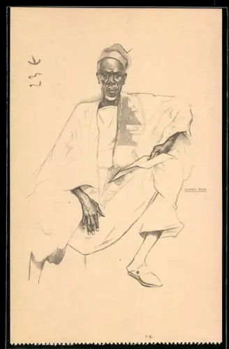 Künstler-AK sign. Eduardo Malta: Paris, Exposition internationale 1937, Mamadú Sissé - Régule Guinée