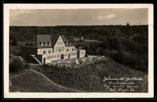 AK Niederfinow, Hebewerks-Gaststätte aus der Vogelschau mit Umgebung
