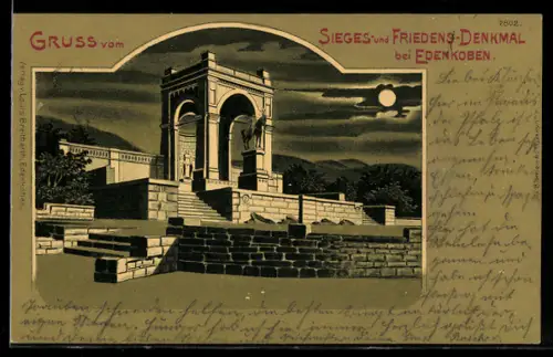 Lithographie Edenkoben, Sieges- und Friedens-Denkmal