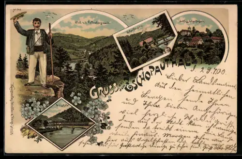 Lithographie Zschopau, Talansicht von der Falkenhorstwand, Schloss Scharfenstein, Wilischthal