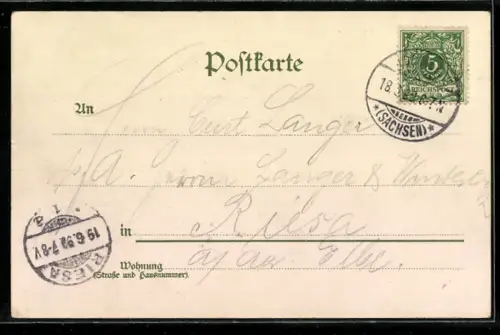 Lithographie Rochlitz, Partie am Schloss