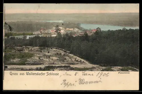 AK Woltersdorfer Schleuse, Panorama aus der Vogelschau