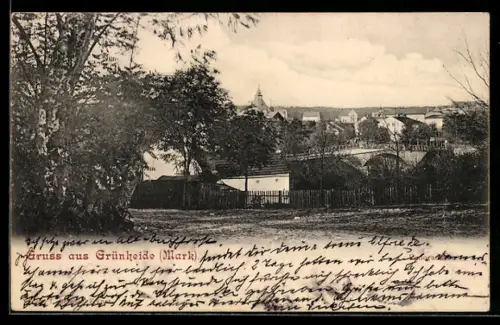 AK Grünheide /Mark, Ortsansicht von der Feldflur aus